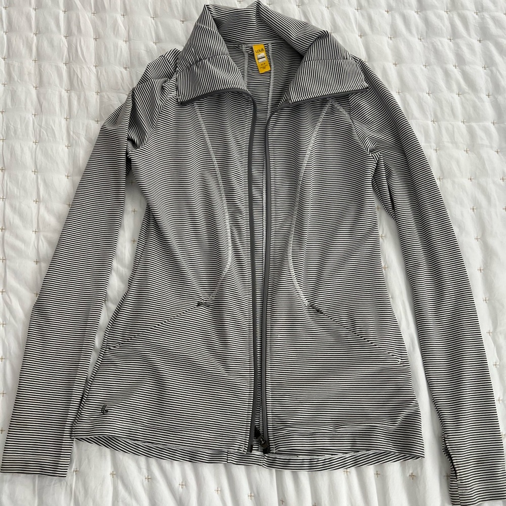 Lole Black and White Striped Utility Jacket